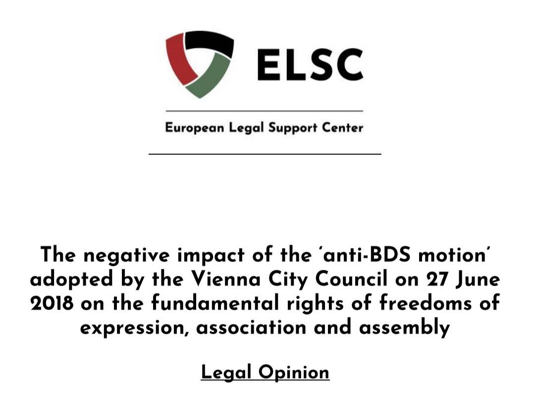 Legal Opinion on the Vienna anti-BDS Motion